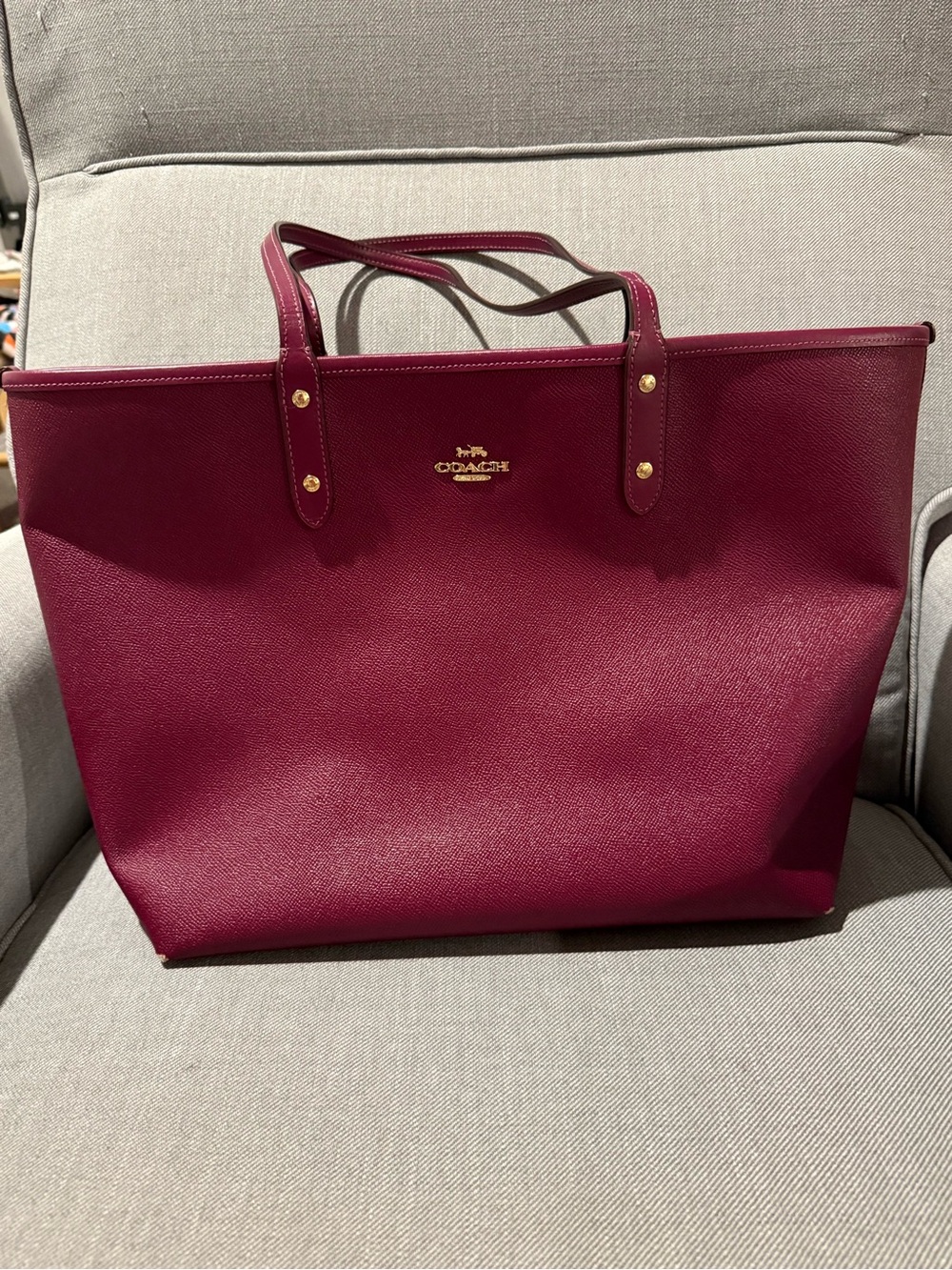 Coach Large Leather Tote in Wine
